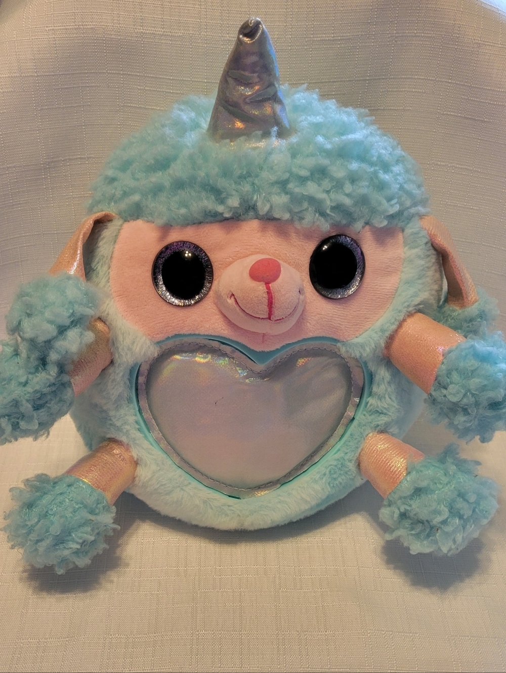 Zura Rainbowcorns Fairy Corn Wings Poodledog Plush Blue Unicorn Heart Small Toy